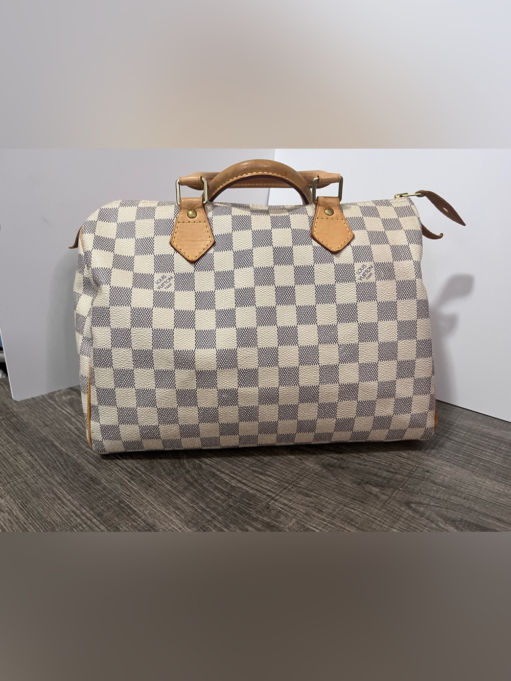 Louis Vuitton Damier Azur Speedy Handbag - Cream & Tan